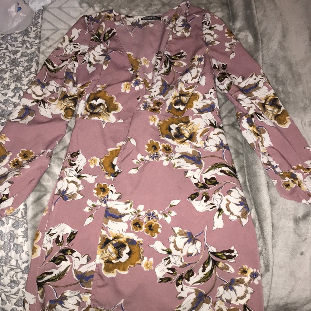 Purple Flower Wrap-Dress (S/M)